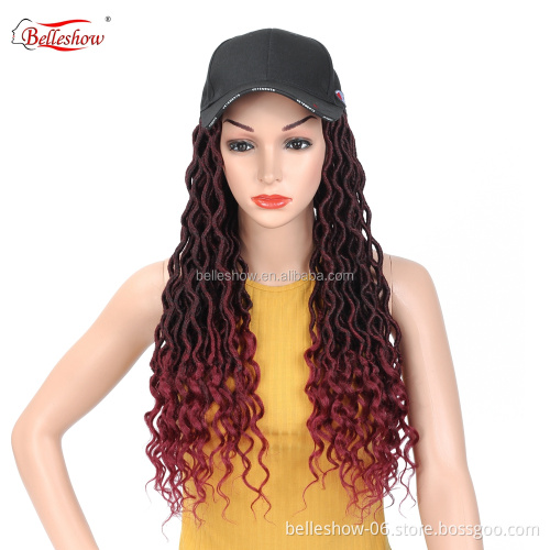 Hot sell wholesale crochet braid hair faux locs with curly ends wavy faux locs crochet goddess faux locs black basketball hat
